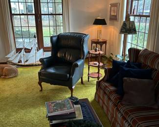 Leather Wing Chair, Coffee