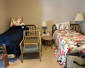 Twin medical beds. Fairly newer. Homeowners put them with antique Jenny Lind headboards (no footboards)