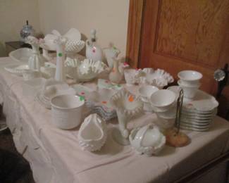 White milk glass and other white glass
