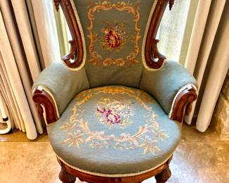 Antique Needlepoint Parlor Chair