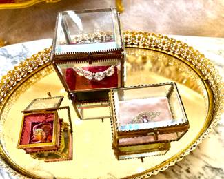 Antique French Beveled Glass Boxes