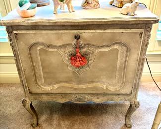 Aged Ivory Accent Chest With Fold Down Door