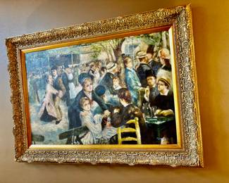 Signed Oil Renoir Replica in Ornate Gold Frame