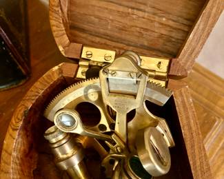 Vintage Brass Sextant in Original Box