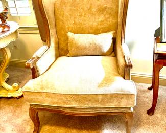 Pair of Taupe Wing back Chairs