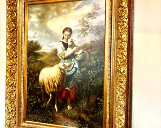 Large Sheperdess Quality Signed Oil