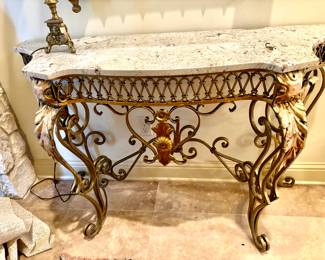 Spectacular Louis XV Style Iron and Marble Console Table