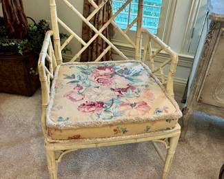 Classic Chippendale Faux Bamboo and Cane Chairs