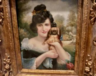 Small Lady With Pug Oil