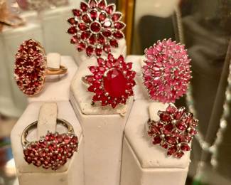 Incredible Collection of Sterling and Semi Precious Stones Rings