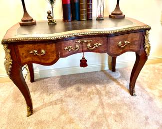 Vintage Louis XV1 Style Leather Top Desk