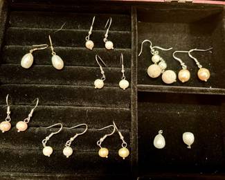 Pearl/sterling drop earrings