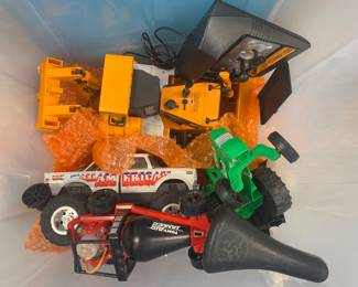 Truck, Cars and a Remote Controlled Bulldozer