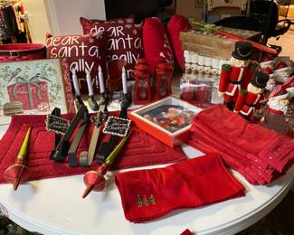 Everything from Christmas pillows to wreath hangers, to placemats, to Christmas baskets, to Christmas lanterns, and so much more!!