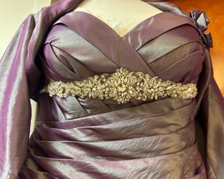 Stunning Purple Evening Gown with rhinestone accents
