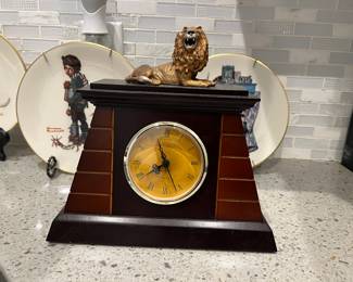 Unique Vintage Clock with Lion on Top