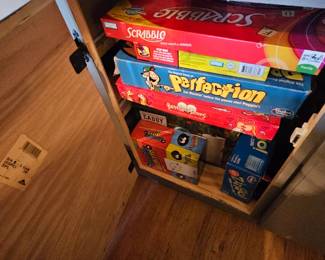 Games both bord and card games.