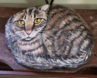 Painted Rock of Cat (Unusual) 
