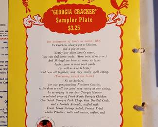 Mammy's Shanty Atlanta Georgia Restaurant Menu (Rare) 
