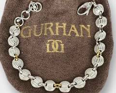 Designer Gurhan Sterling Silver/24k Gold Hand-Crafted Bracelet.
