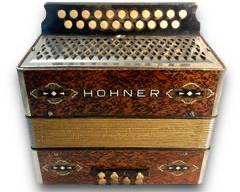 Vintage Hohner Steel Reeds Button Box Accordion Brown Art Deco Style Made In Germany
