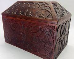 Gothic Style All Four Sides Pluse Hand Carved Lidded Early 20th Century Arts & Crafts Dome Box
