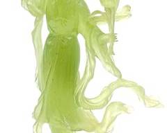 Antique Carved Jade Hardstone Women With Fan
