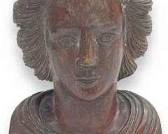 Antique Wooden Hand Carved Bust Women Hanging Wall Sculpture
