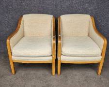 Pair of Vintage Bernhardt Upholstered Arm Chairs Art Deco MCM Style
