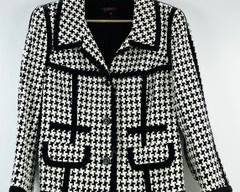 VINTAGE ESCADA GORGEOUS BLACK WHITE HOUNDSTOOTH BLAZER JACKET SZ 38

