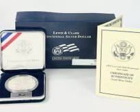 2004-P U.S. Lewis & Clark Bicentennial 90% Silver Proof Dollar Coin W/ Certificate Of Authenticity
