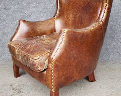Fantastic Vintage Leather LOunge Chair with Brass Tack Accent
