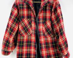 Vintage Plaid Red White And Black Jacket W/ Bug Square Front Pockets Size Mens M
