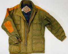 Vintage Willis And Geiger Cotton And Genuine Leather Hunting Field Jacket Plaid Lining Large, Heavy Winter Jacket Military Use
