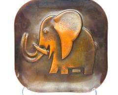 MCM ENAMELCopper HIGH RELIEF FIGURAL ELEPHANT DISH
