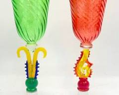 Two Venetian Cordial Art Glass Glasses
