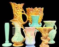 McCOY VINTAGE ART POTTERY VESSELS AND HANDLED PITCHER VASES
