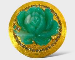 Fantastic Costume Green Rose Gold metal Statment Brooch
