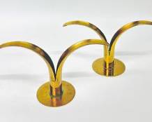 Ivar Alenius Bjork Mid-Century Danish Modern Made in Swede Scandinavian Brass Lily Candleholders
