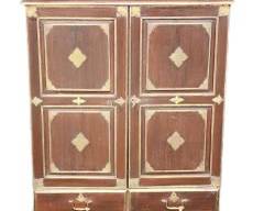 Fancy Vintage Mahogany and Brass 2 Door Curio Cabinet with 1 Drawer
