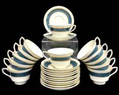FINE ROYAL WORCESTER Belvoir Blue CUP AND SAUCER 12 & CREAMER SERVING DISHES AND GRAY BOAT sets total
