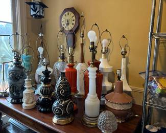 Over 100 of Antique, Vintage, and Mid-Century Modern Lamps in various shapes and styles