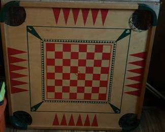 Vintage Carron Wooden Game Board. Double game board. There are no game pieces. All pegs and pockets are included and in excellent condition. It is truly in like-new condition in the original box. Approximately 29" x 29" x 1 1/4" high.