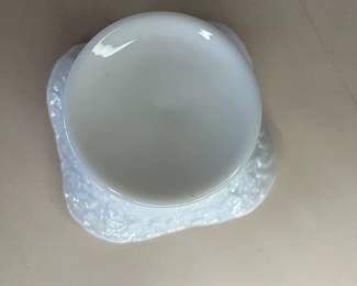 Vintage Westmoreland White Glass Maple Leaf Bramble Pedestal Bowl
Dimensions: 4.5" Height x 7" Top Circumference x 3.5" Bottom Circumference
This bowl was purchased new and remained with the original owner. She is downsizing and is now available for purchase.
Disclosures: This set is in excellent condition with no chips or signs of wear. (Please see the pictures for details.)
Background Westmoreland Glass:
Westmoreland's Milk Glass, made by Westmoreland in the 1920s, was the most remarkable and prolific product this company manufactured. According to the Collector's Encyclopedia of Milk Glass by Betty and Bill Newbound, they were one of the top producers of fine-quality milk glass in the United States. This includes the ever-popular hen-on-nest-covered dishes, first made of more delicate milk glass than the examples produced in the 1940s.