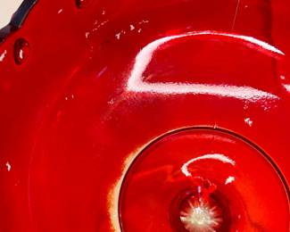 Vintage 1950s Pedestal Ruby Red Teardrop Glass Bowl
The 1950s Ruby Red Indiana Glass ~ Teardrop Compote Dessert Pedestal Bowl. This bowl has beautiful details, a scalloped rim, and a teardrop design. There are no chips or cracks. The ruby red color wasn't baked into the glass; they found it cheaper to apply the paint, so the inside is a delicate surface. With small imperfections, this is a beautiful bowl to display as a centerpiece in your home.
This dish was purchased new in the 1950s and remained with the original owner. She is downsizing and is now available for purchase.
Disclosures: This case is in good condition with signs of wear, including fading of the red inside the bowl. There are NO chips or scratches in the glass. See pictures for details.
Dimensions: 7.5" Height x 7.5" Top Circumference x 4.5" Bottom Circumference