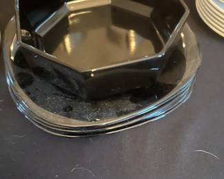 Vintage Arcoroc Black Octime Salad Plates Set & One Bowl sold separately Made in France, black Glass plate in the 1980s, retro 80s kitchen decor octagonal kitchenware.