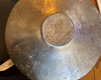 Antique Primitive Metal Pewter Crude Handmade Food Bowl Plate Vtg