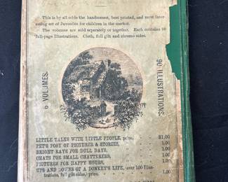 Duodecimo. 1/4 cloth over paper-covered illustrated boards, illustrated. It is very scarce, with only one copy on WorldCat. Age-toned.
Title: Papa's Stories for His Darlings
Publisher: Cassel, Petter, Galpin & Co., London
Publication Date: 1877
Binding: Hardcover