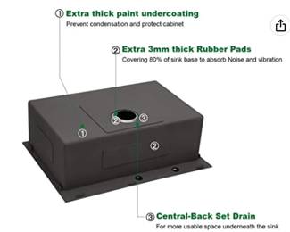 Brand Sarlai
Size B 30x22
Product Dimensions 22"D x 30"W x 10"H
Style Drop-In
About this item
Dent Resistant: 30-inch gunmetal kitchen sink is made with genuine 16 Gauge Premium T304 Grade Stainless Steel. More durable than 18 Gauge bar sink without leak problem. Commercial Grade Brushed Finish scratch resistant.
Design for Easy Draining: drainage Bottom Slope and X water guideline is for better water drainage.
R10 Round conner is easier to clean without Coner rust. The rear center set provides more use space.
Drop-in Kitchen Sink Size and Package Included: 30*22*10 (minimum cabinet size is 33 inches); The package comes with a gunmetal black drop-in kitchen sink, bottom rinse grid, drain strainer, and roll-up rack.