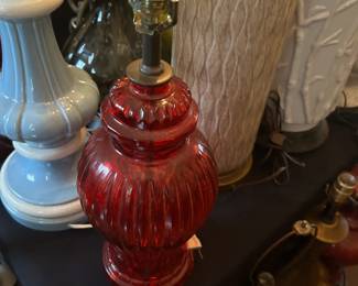 Vintage Red Satin Glass Lamp